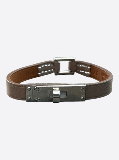 Hermes Brown Swift & Palladium Hardware Kelly Mini Bracelet