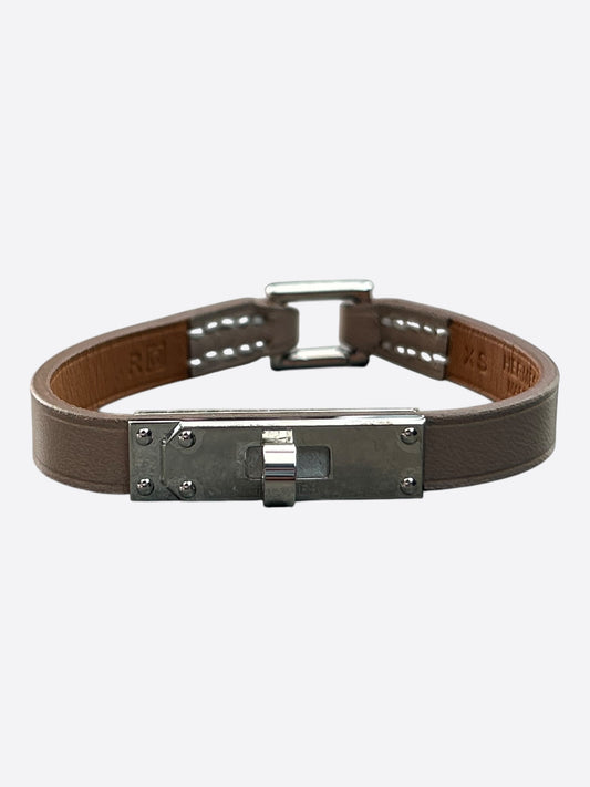 Hermes Brown Swift & Palladium Hardware Kelly Mini Bracelet