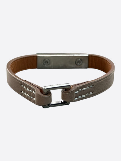 Hermes Brown Swift & Palladium Hardware Kelly Mini Bracelet