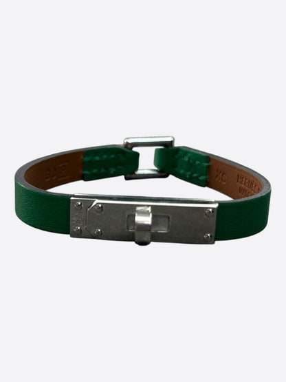 Hermes Green Swift & Palladium Hardware Mini Kelly Bracelet
