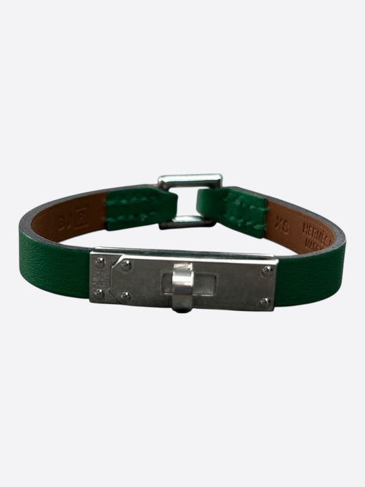 Hermes Green Swift & Palladium Hardware Mini Kelly Bracelet