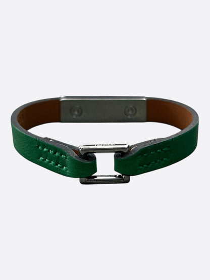 Hermes Green Swift & Palladium Hardware Mini Kelly Bracelet