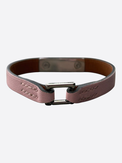 Hermes Pink Swift & Palladium Hardware Mini Rivale Bracelet
