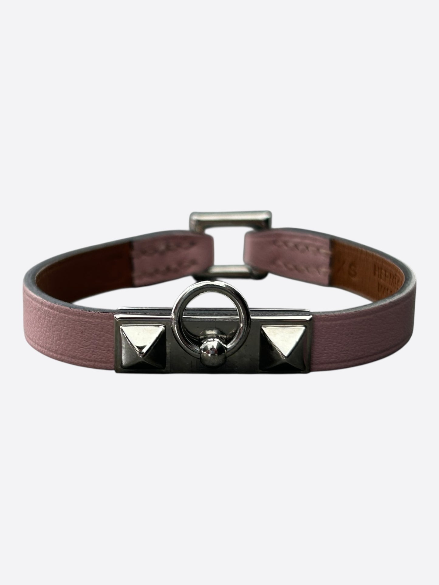 Hermes Pink Swift & Palladium Hardware Mini Rivale Bracelet