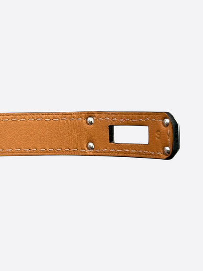 Hermes Red Crocodile & Palladium Hardware Kelly Double Tour Bracelet