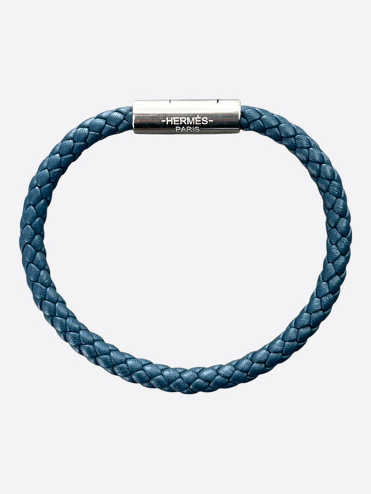 Hermes Blue Swift & Palladium Hardware Goliath Bracelet