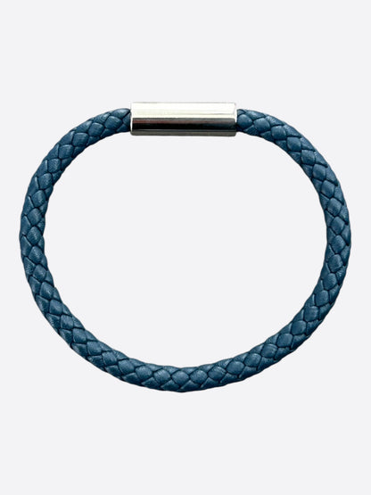 Hermes Blue Swift & Palladium Hardware Goliath Bracelet