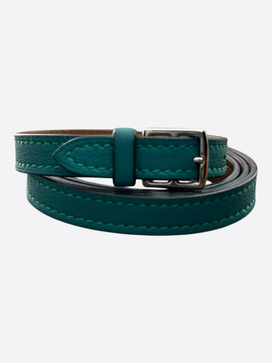 Hermes Green Swift & Palladium Hardware Etriviere Double Tour Bracelet