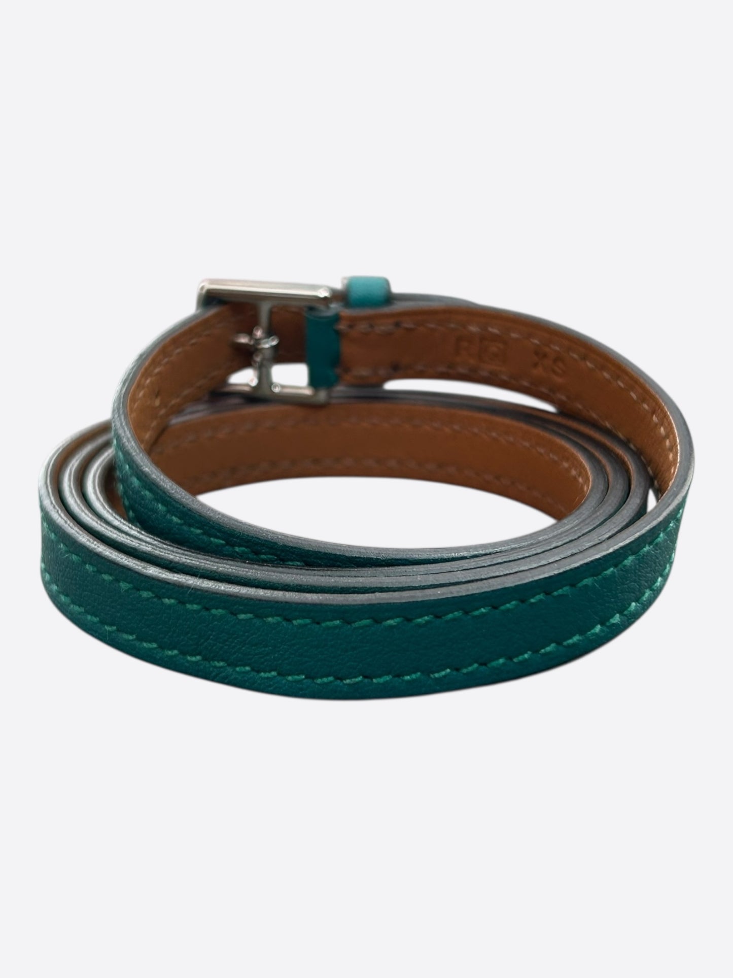 Hermes Green Swift & Palladium Hardware Etriviere Double Tour Bracelet