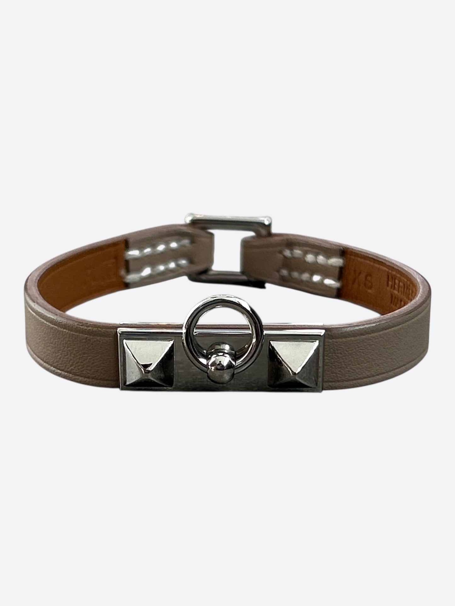 Hermes Etoupe Swift & Palladium Hardware Mini Rivale Bracelet