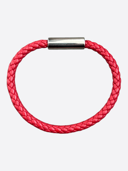 Hermes Red Swift & Palladium Hardware Goliath Bracelet