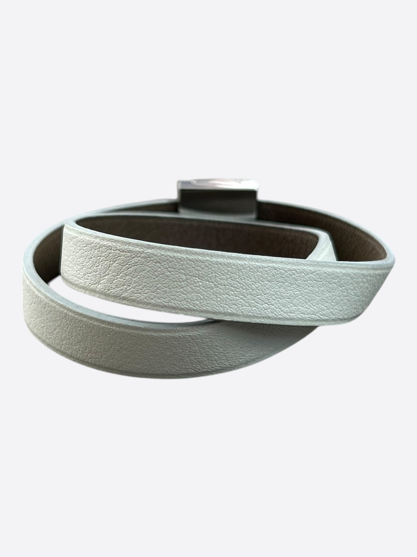 Hermes White Swift & Palladium Hardware Medor Double Tour Bracelet