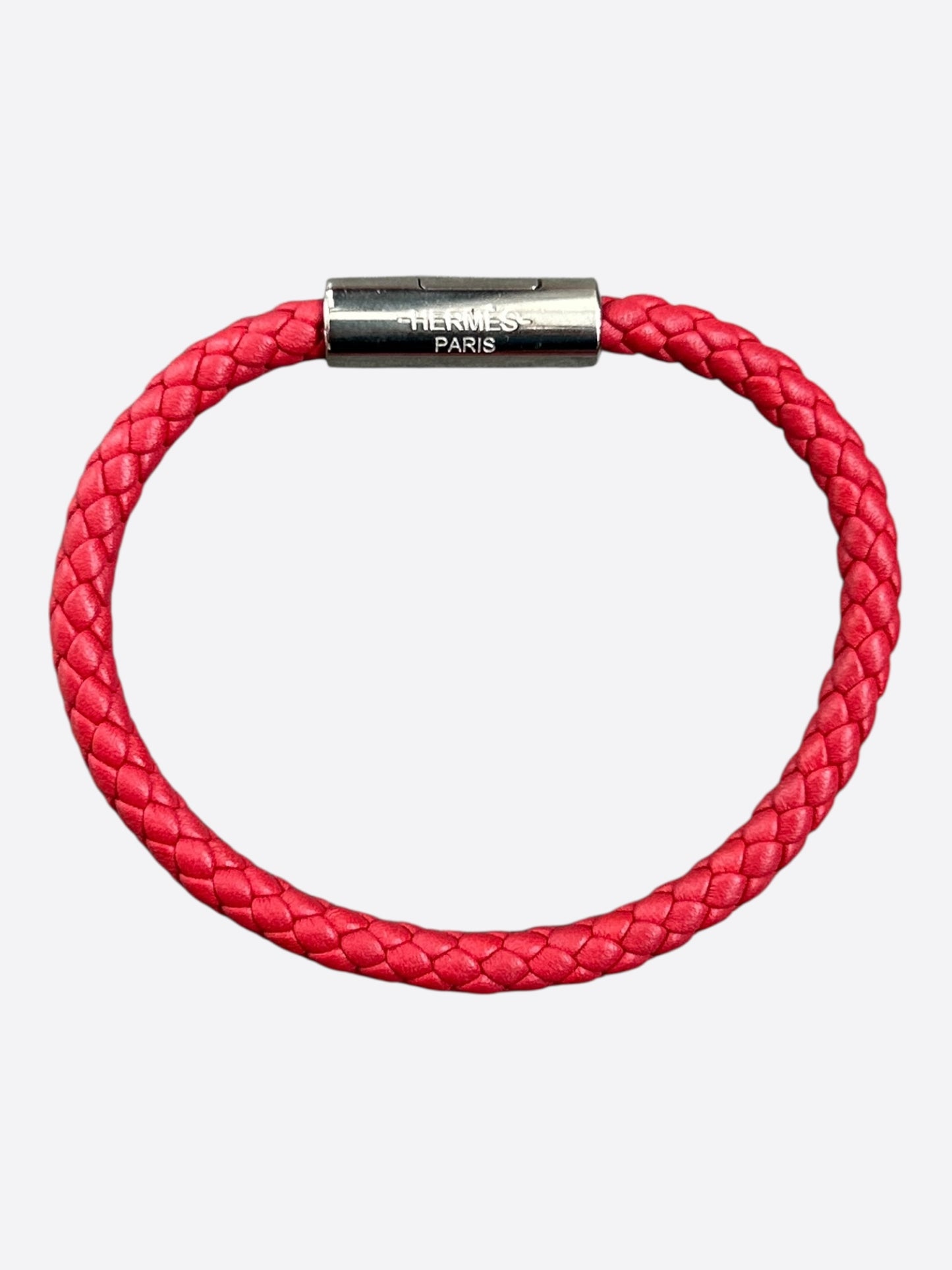 Hermes Red Swift & Palladium Hardware Goliath Bracelet