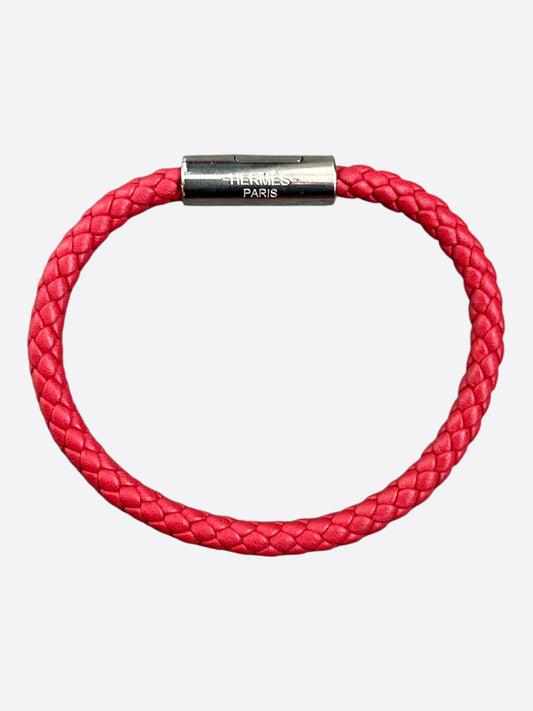 Hermes Red Swift & Palladium Hardware Goliath Bracelet