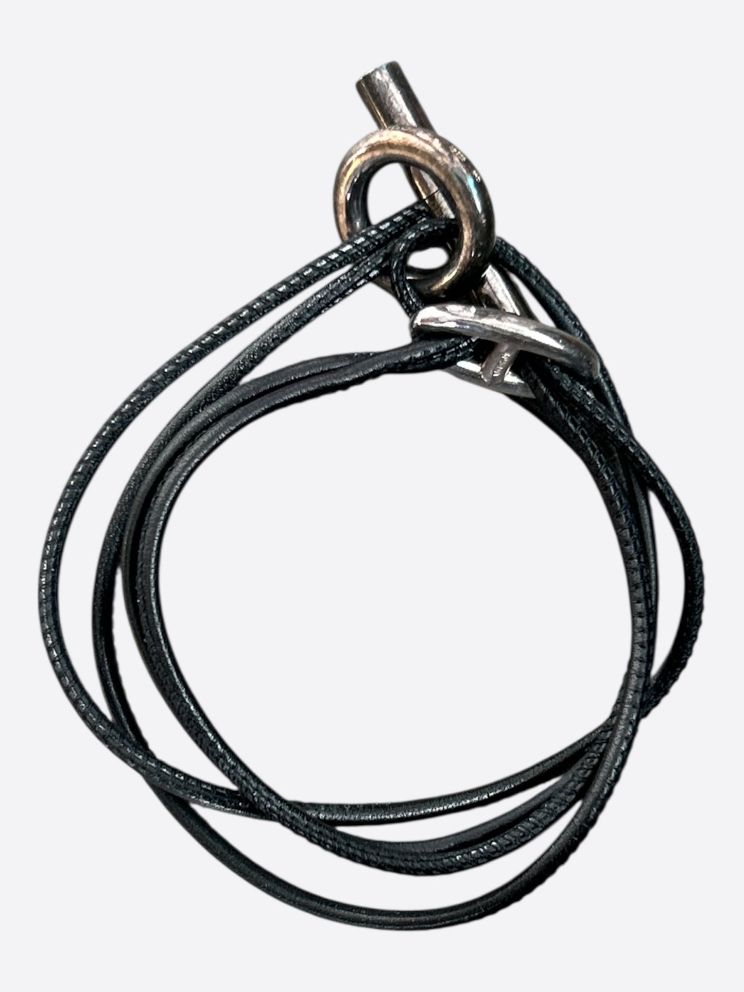 Hermes Black Swift & Palladium Hardware Skipper Double Tour Bracelet