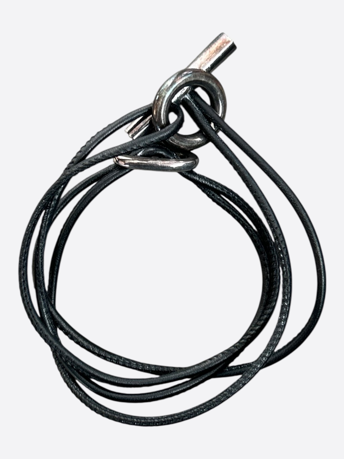 Hermes Black Swift & Palladium Hardware Skipper Double Tour Bracelet