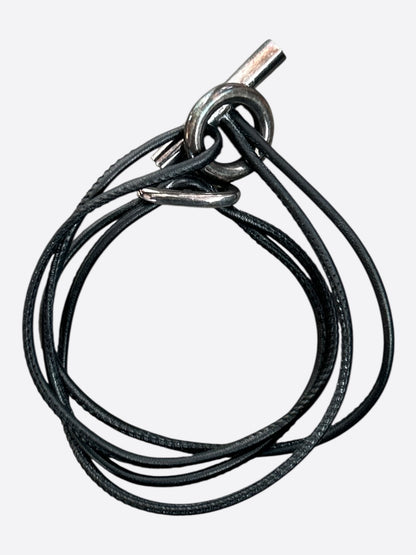 Hermes Black Swift & Palladium Hardware Skipper Double Tour Bracelet