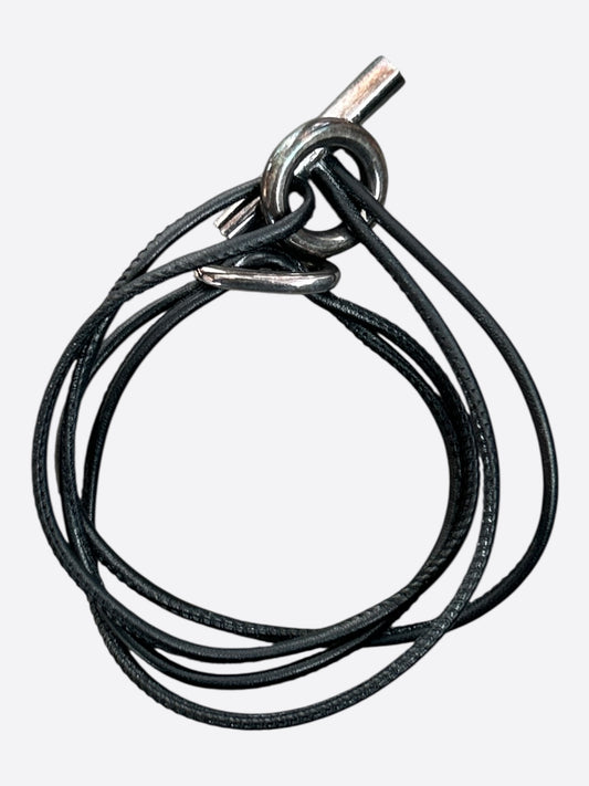 Hermes Black Swift & Palladium Hardware Skipper Double Tour Bracelet