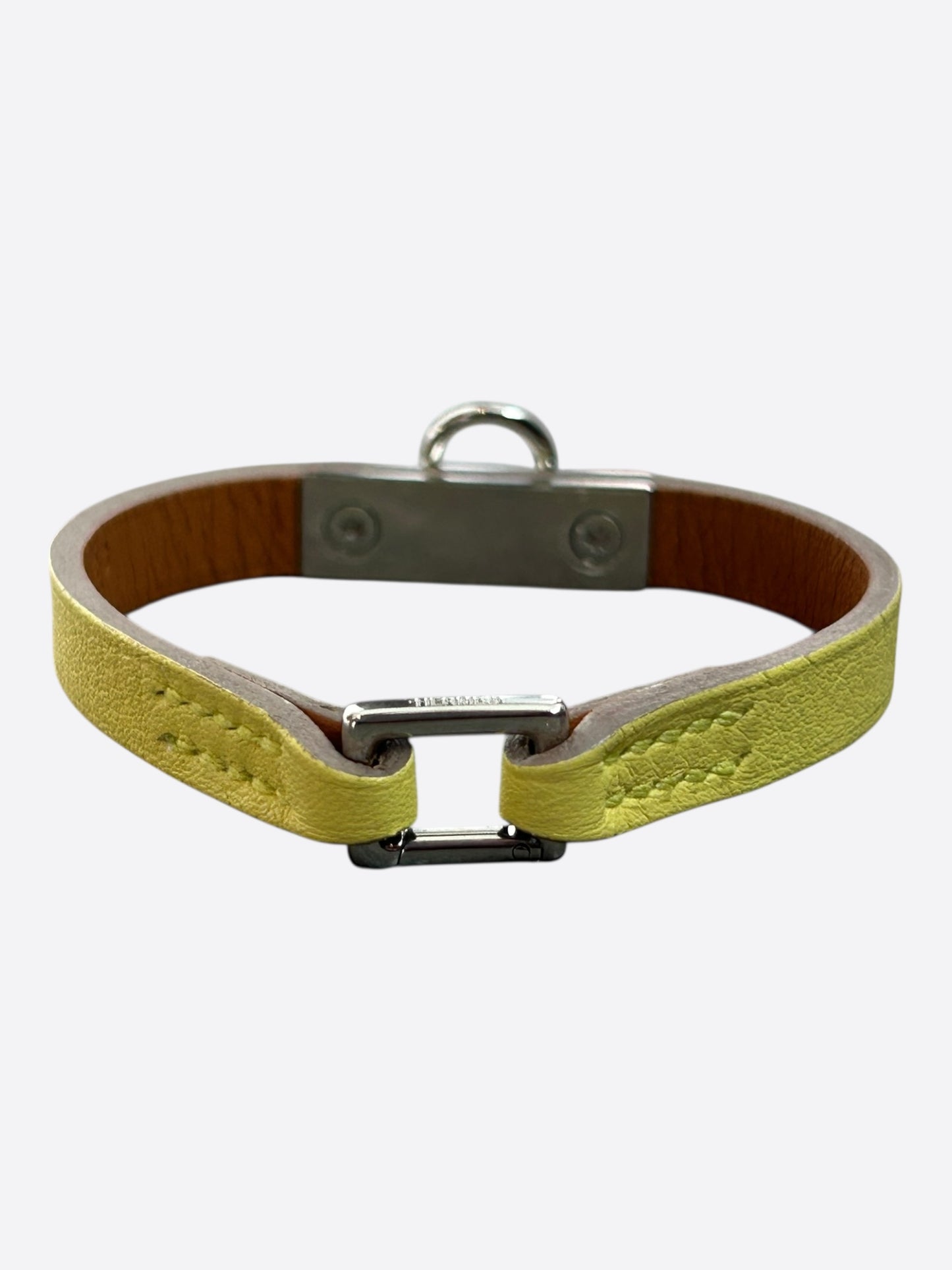 Hermes Yellow Swift & Palladium Hardware Mini Rivale Bracelet