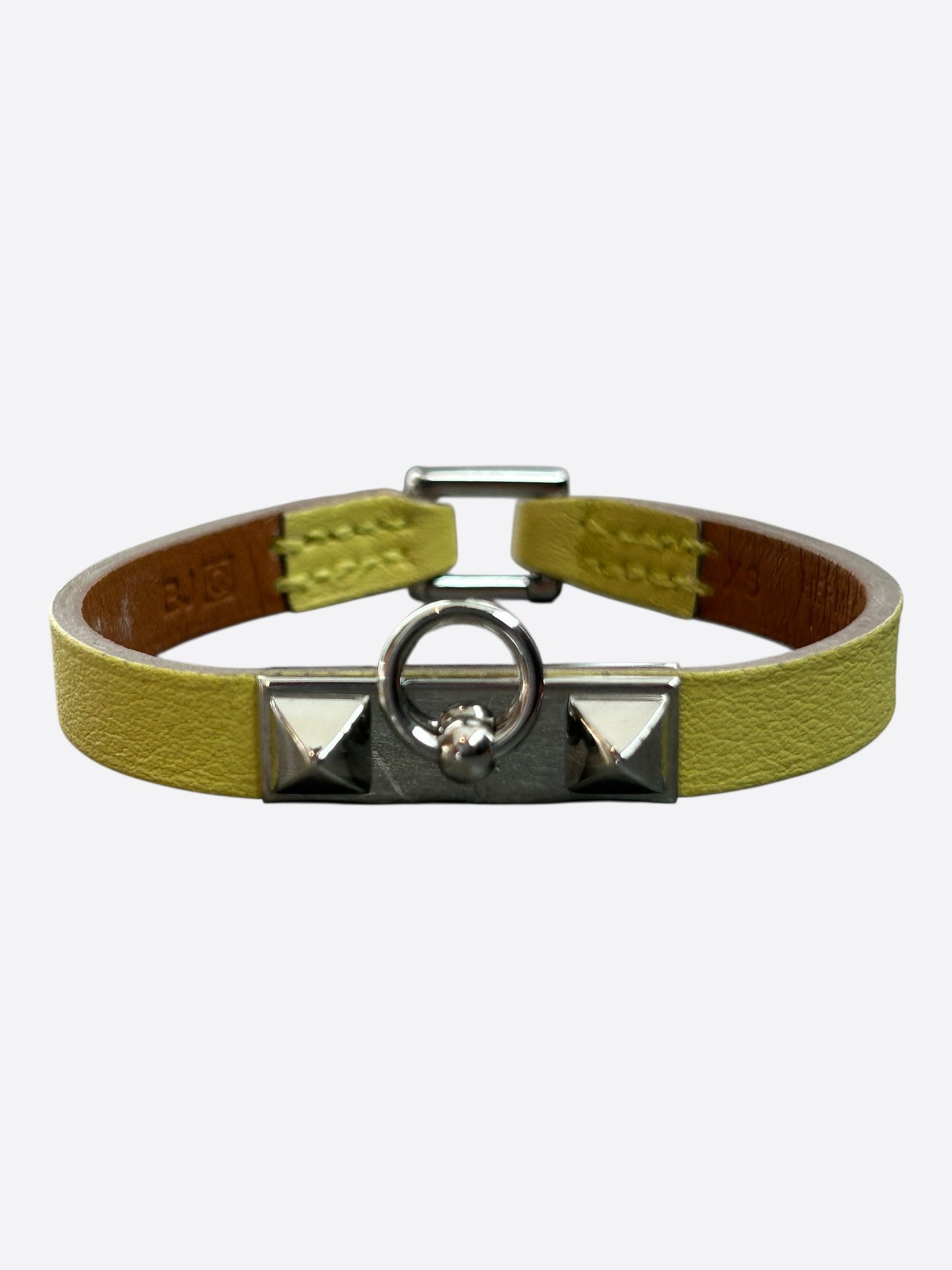 Hermes Yellow Swift & Palladium Hardware Mini Rivale Bracelet