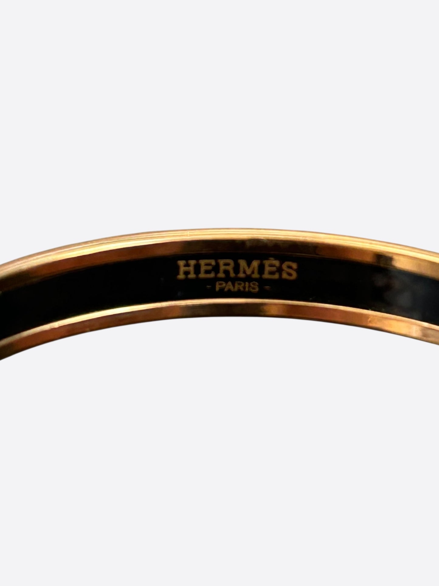 Hermes Gold & Black Enamel Belt Motif Bangle