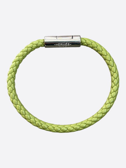 Hermes Lime Green Swift & Palladium Hardware Goliath Bracelet
