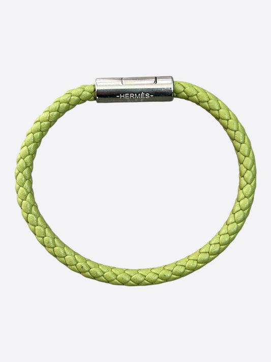 Hermes Lime Green Swift & Palladium Hardware Goliath Bracelet