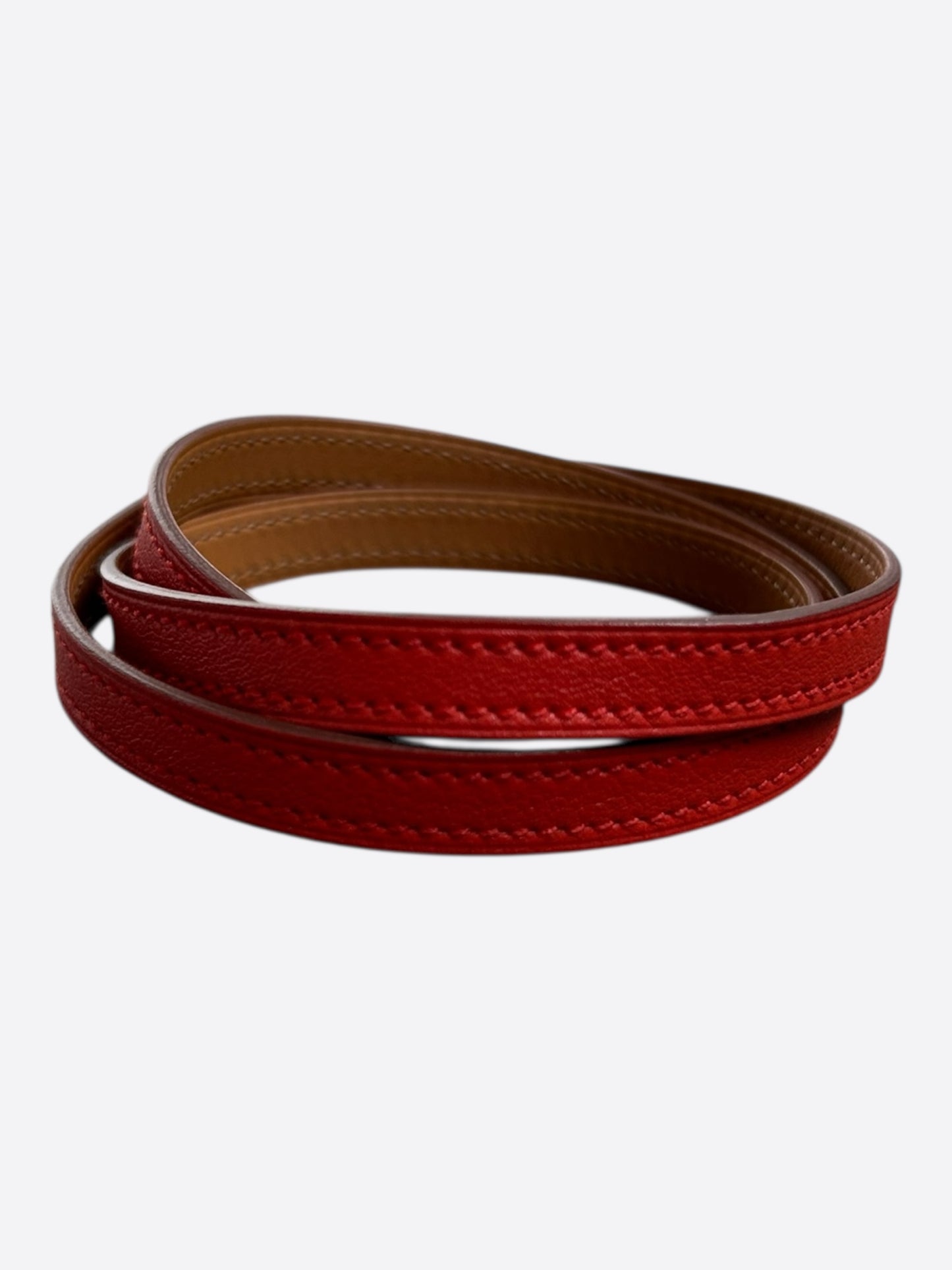 Hermes Red Swift & Palladium Hardware Etriviere Double Tour Bracelet