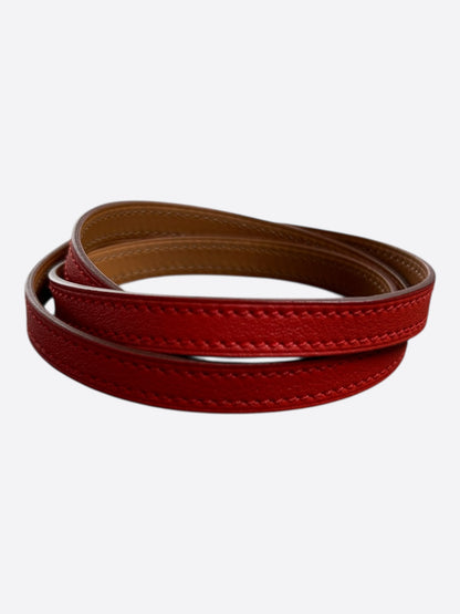 Hermes Red Swift & Palladium Hardware Etriviere Double Tour Bracelet
