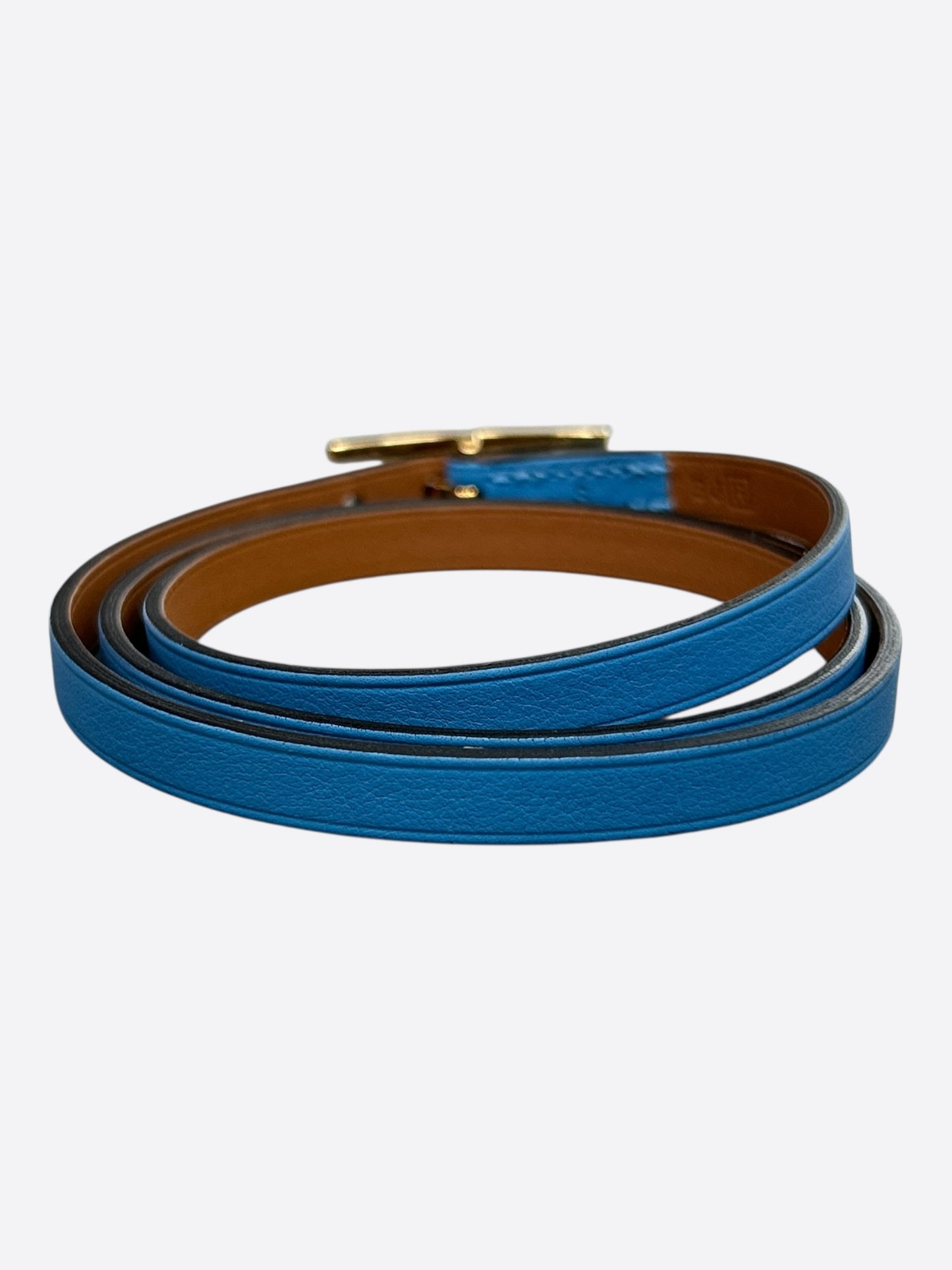 Hermes Blue Swift & Gold Hardware Behapi Double Tour Bracelet