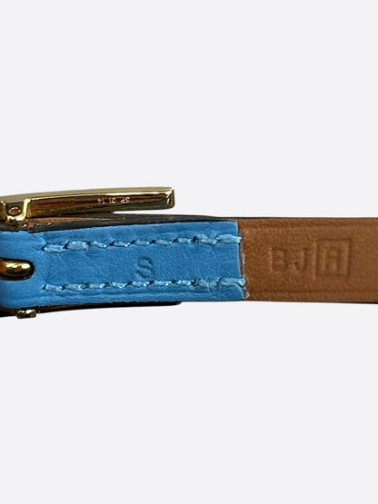 Hermes Blue Swift & Gold Hardware Behapi Double Tour Bracelet