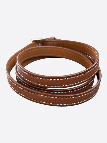 Hermes Brown Swift & Palladium Hardware Etriviere Double Tour Bracelet