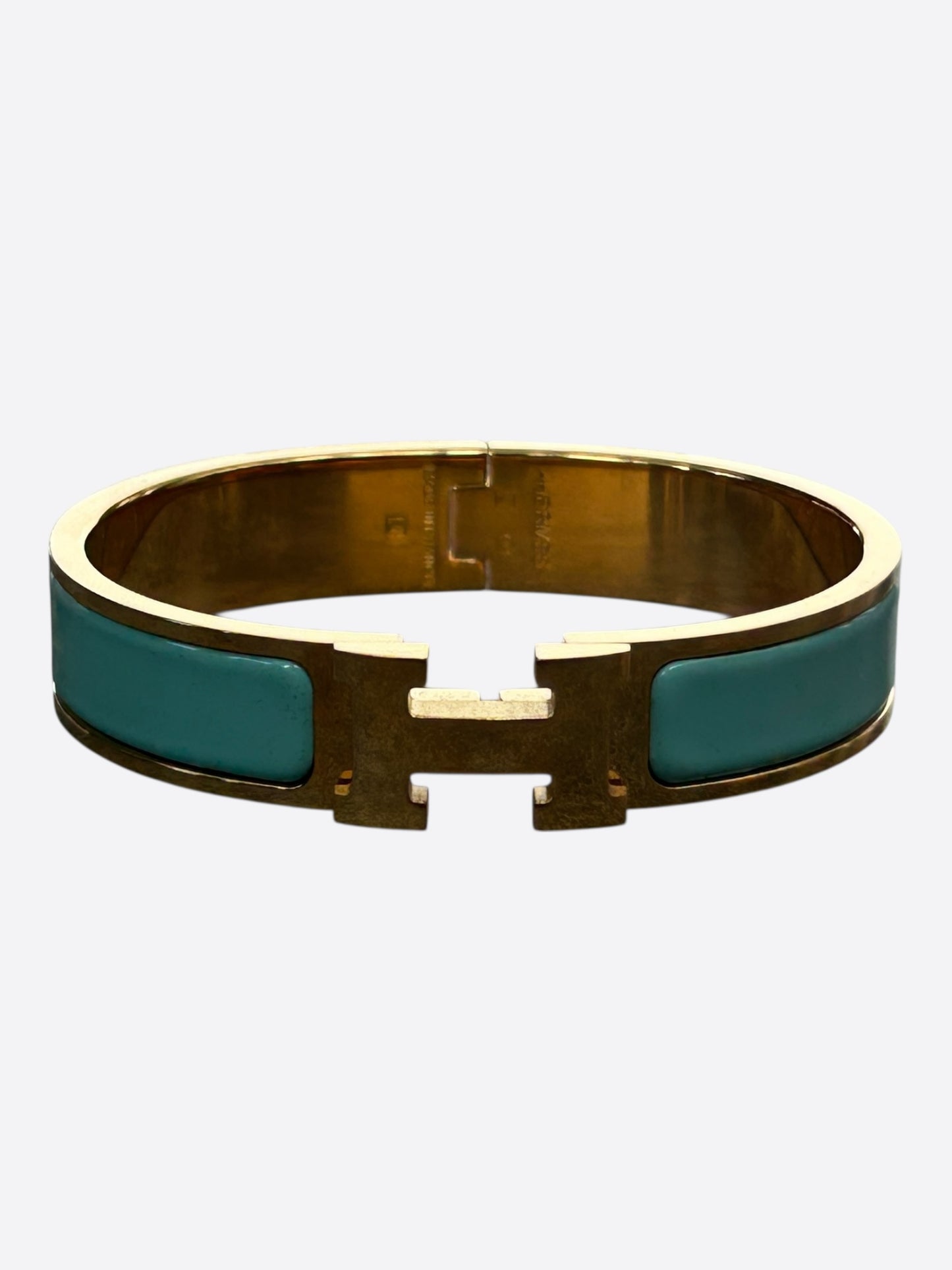Hermes Gold & Turquoise Clic Clac H Bracelet