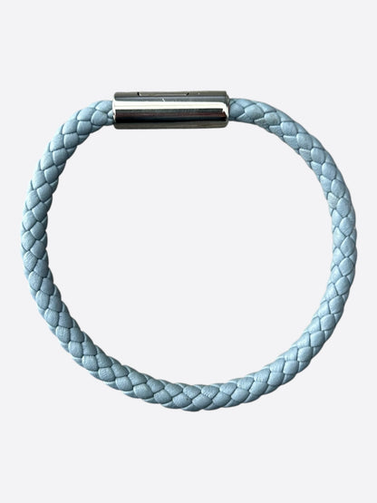 Hermes Light Blue Swift & Palladium Hardware Goliath Bracelet