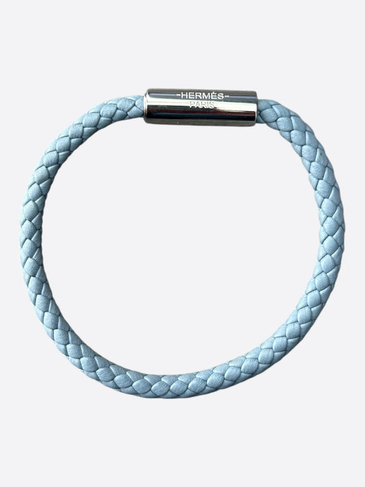 Hermes Light Blue Swift & Palladium Hardware Goliath Bracelet