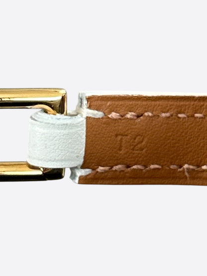 Hermes White Swift & Gold Hardware Rivale Double Tour Bracelet