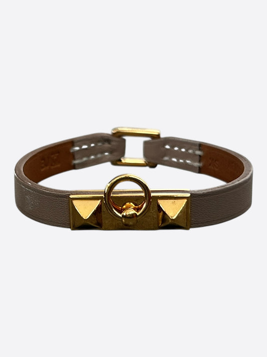 Hermes Etoupe Swift & Gold Hardware Mini Rivale Bracelet