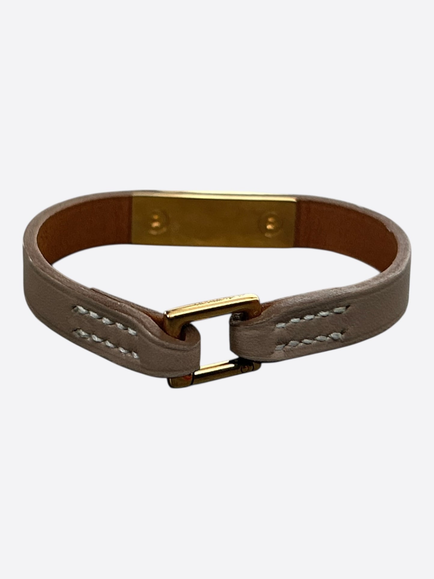 Hermes Etoupe Swift & Gold Hardware Mini Rivale Bracelet