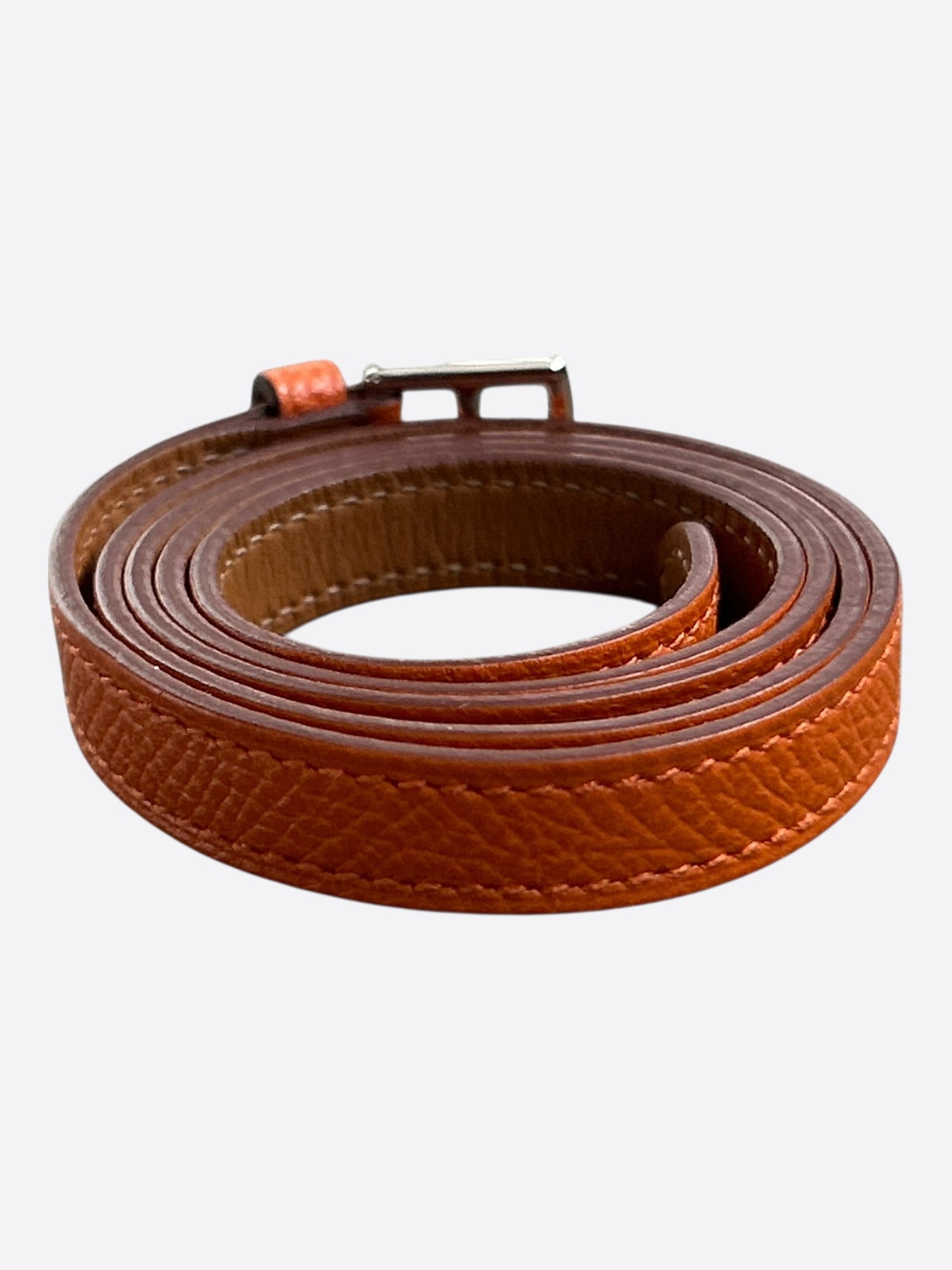 Hermes Orange Epsom & Palladium Hardware Etriviere Double Tour Bracelet
