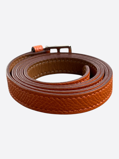 Hermes Orange Epsom & Palladium Hardware Etriviere Double Tour Bracelet