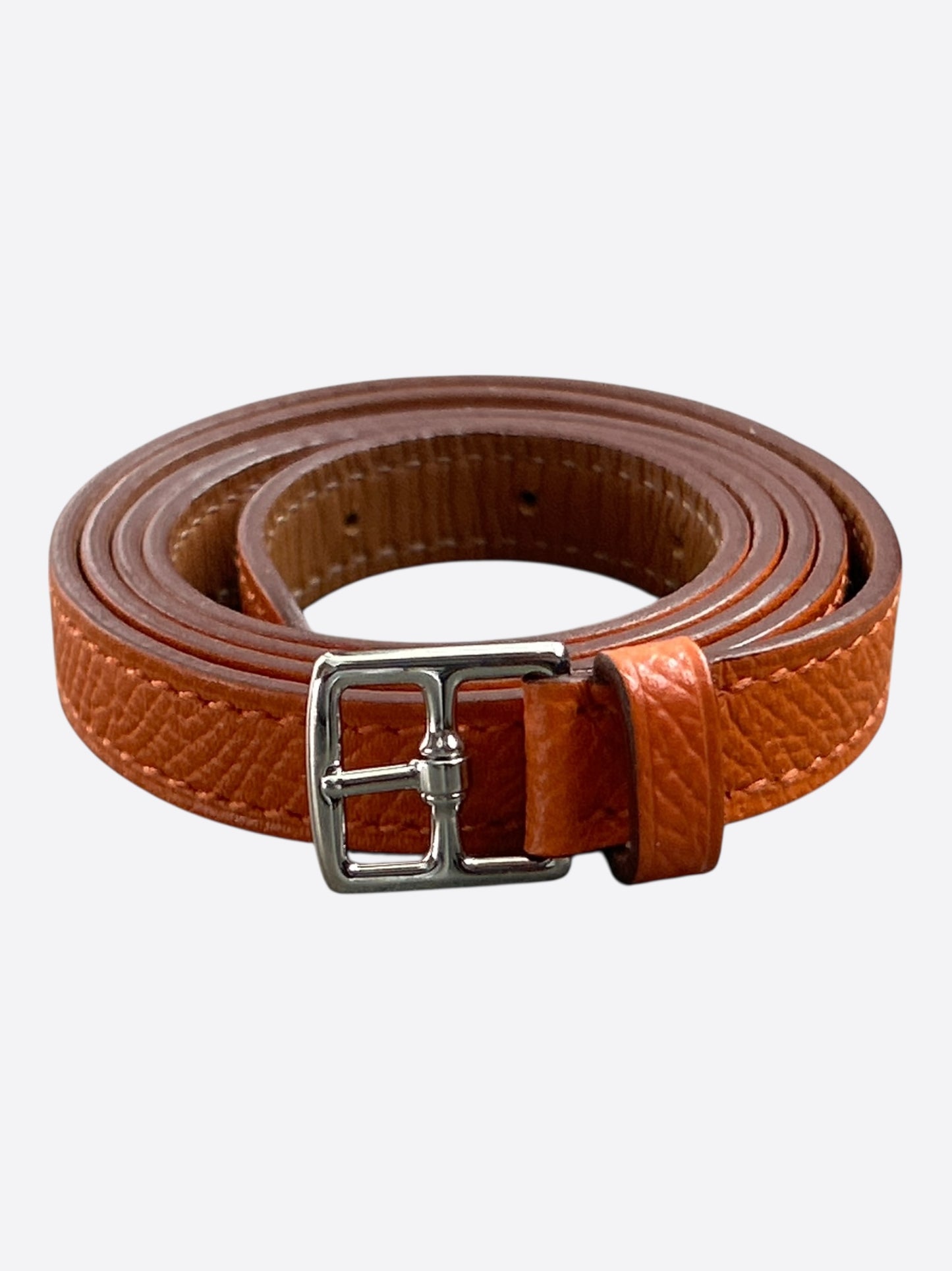 Hermes Orange Epsom & Palladium Hardware Etriviere Double Tour Bracelet