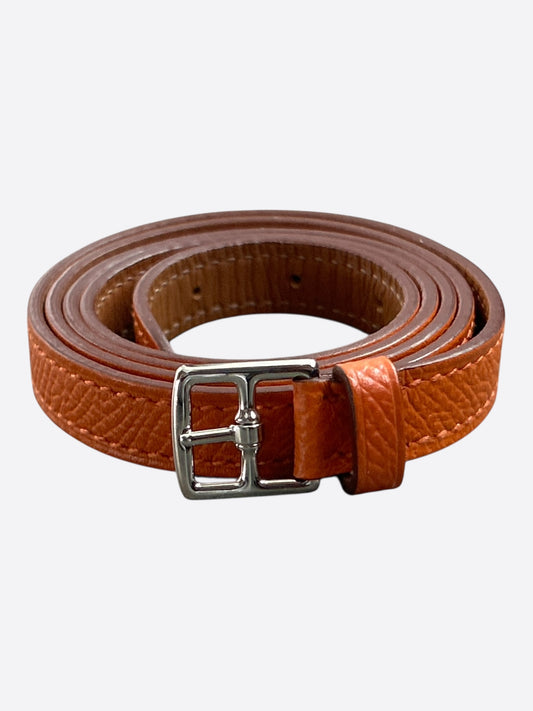 Hermes Orange Epsom & Palladium Hardware Etriviere Double Tour Bracelet
