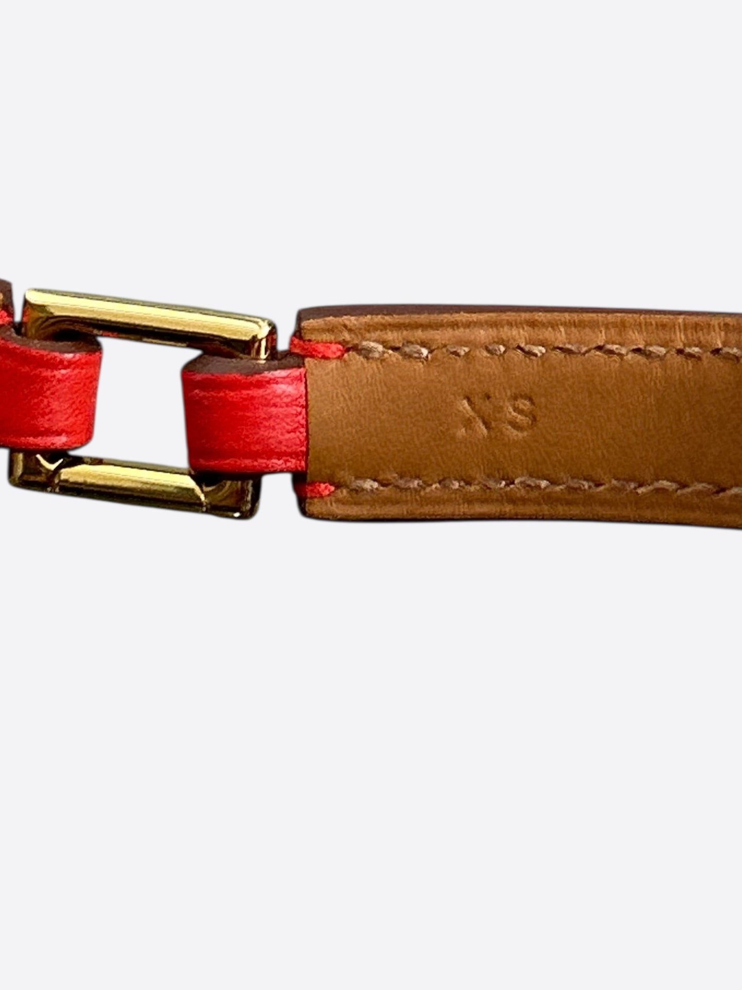 Hermes Red Swift & Gold Hardware Rivale Double Tour Bracelet