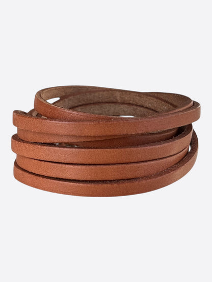 Hermes Brown Swift & Palladium Hardware Multi-Strand Bracelet