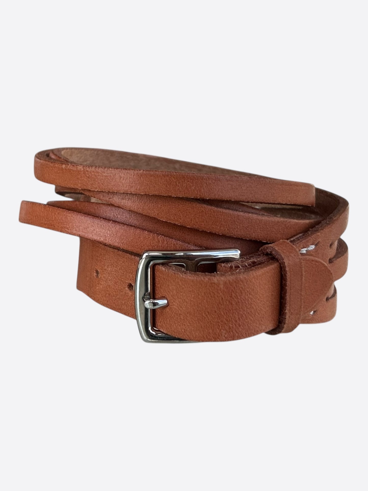 Hermes Brown Swift & Palladium Hardware Multi-Strand Bracelet