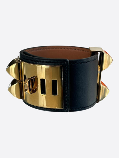 Hermes Black Swift & Gold Hardware Collier De Chien Bracelet