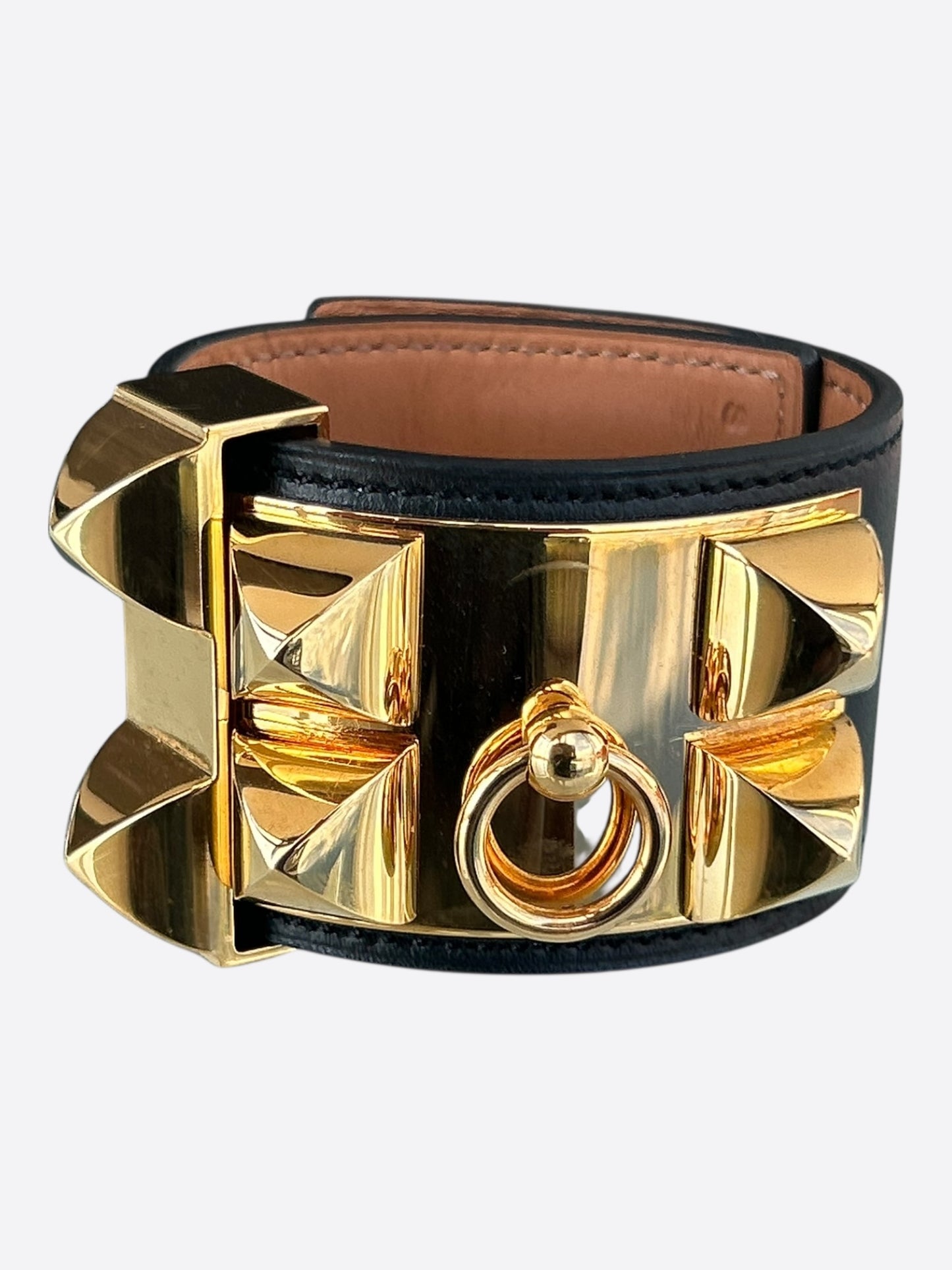 Hermes Black Swift & Gold Hardware Collier De Chien Bracelet