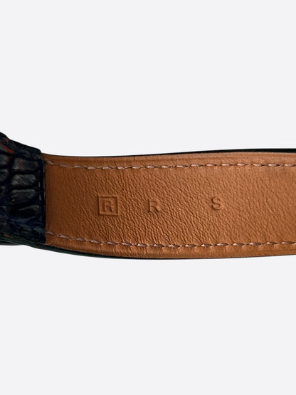 Hermes Navy Blue Crocodile & Palladium Hardware Etriviere Double Tour Bracelet