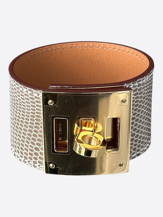 Hermes Beige Lizard & Gold Hardware Kelly Bracelet