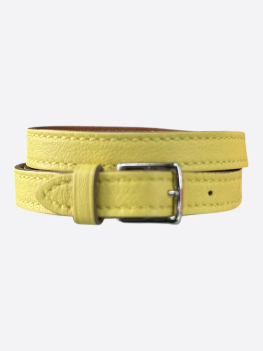 Hermes Yellow Swift & Palladium Hardware Etriviere Double Tour Bracelet